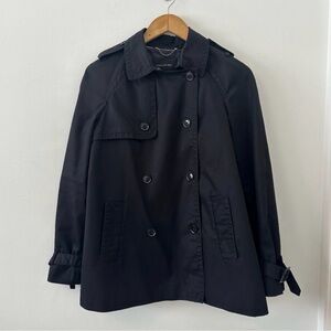 Banana Republic Black Short Classic Cotton Trench Coat | Size Small